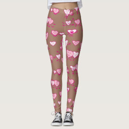 Mocha Mousse Roze Harten Paren Valentijn Leggings