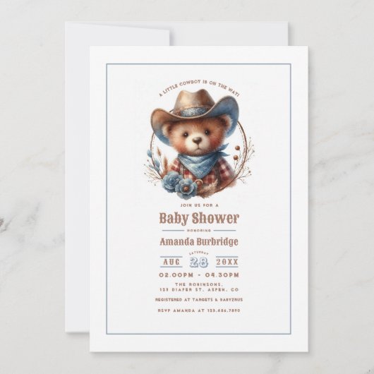 Mocha Mousse Rustic Little Cowboy Baby shower Kaart (Voorkant)