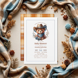 Mocha Mousse Rustic Little Cowboy Baby shower Kaart