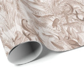 Mocha Mousse Tropische vogels en palmbladeren Cadeaupapier (Rol Hoek)