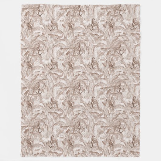 Mocha Mousse Tropische vogels en palmbladeren Fleece Deken (Voorkant)