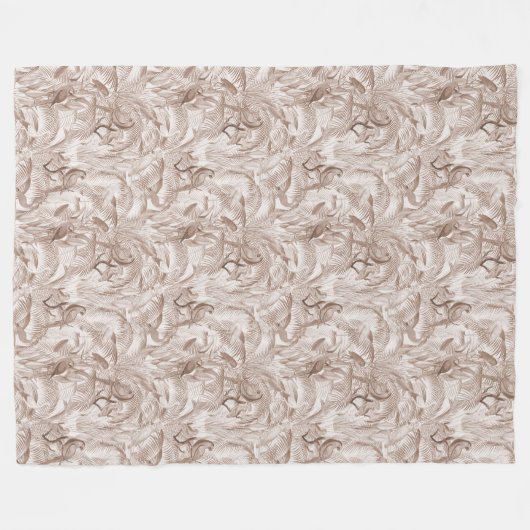 Mocha Mousse Tropische vogels en palmbladeren Fleece Deken (Voorkant (Horizontaal))
