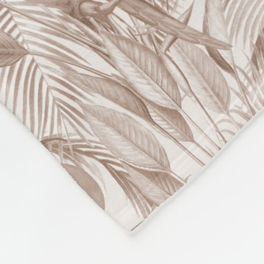 Mocha Mousse Tropische vogels en palmbladeren Fleece Deken (Hoek)