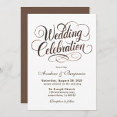 Mocha Mousse Waterverf Kalligrafie bruiloft Kaart (Voorkant / Achterkant)