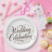 Mocha Mousse Waterverf Trouwtypografie Papieren Bordje (Feest)