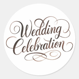 Mocha Mousse Waterverf Trouwtypografie Ronde Sticker