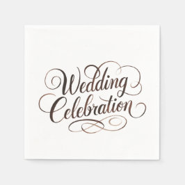 Mocha Mousse Waterverf Trouwtypografie Servet
