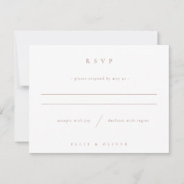 Mocha Mousse & White Boho Fotobruiloft Modern RSVP Kaartje