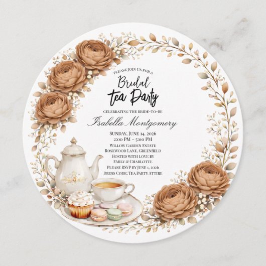 Mocha Palette Tea Party Bridal Shower Kaart (Voorkant)