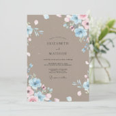 Mocha Periwinkle Geschilderde Bruiloft Kaart (Staand voorkant)