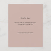 Mocha Photo Graduation Party budget Save the Date Flyer (Achterkant)