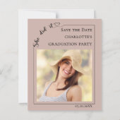 Mocha Photo Graduation Party Save the Date Card (Voorkant)
