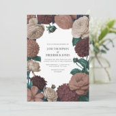 Mocha Plum, Berry Clay & Silk Taupe Wedding Kaart (Staand voorkant)