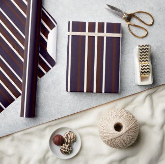 Mocha & Plum Stripe Wrapping Paper Cadeaupapier