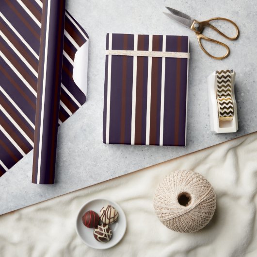Mocha & Plum Stripe Wrapping Paper Cadeaupapier (Crafts)
