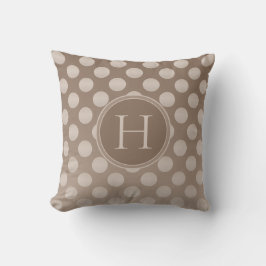 Mocha Polka Dots Gradient Custom Monogram Kussen