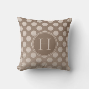 Mocha Polka Dots Gradient Custom Monogram Kussen