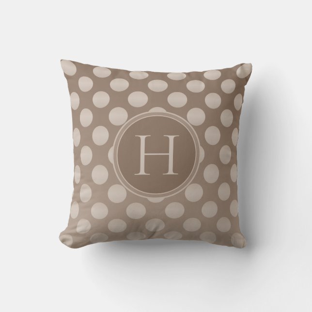 Mocha Polka Dots Gradient Custom Monogram Kussen (Voorkant)