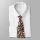 Mocha Red Gray Geometric Neck Tie Stropdas (Gebonden)