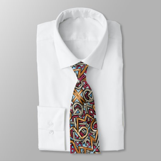 Mocha Red Gray Geometric Neck Tie Stropdas (Gebonden)