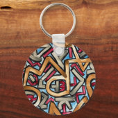 Mocha Red Gray Geometric Sleutelhanger (Achterkant)