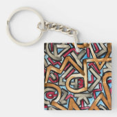 Mocha Red Gray Geometric Sleutelhanger (voorkant)