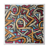 Mocha Red Gray Geometric Tegeltje (Voorkant)