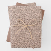 Mocha Rococo Revival Lotus Mandala Art Deco Fans Inpakpapier Vel (In situ)