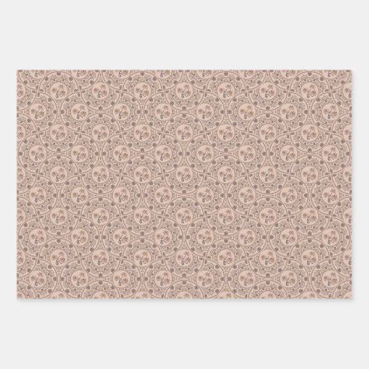 Mocha Rococo Revival Lotus Mandala Art Deco Fans Inpakpapier Vel (Voorkant)