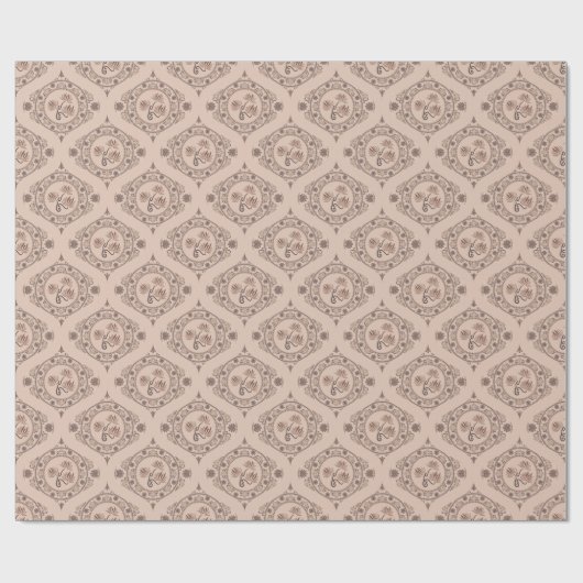 Mocha Rococo Revival Lotus Mandala Mid Mod Ogee Cadeaupapier (Vlak)