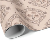 Mocha Rococo Revival Lotus Mandala Mid Mod Ogee Cadeaupapier (Rol Hoek)