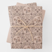 Mocha Rococo Revival Mandala Art Deco Scallop Inpakpapier Vel (In situ)