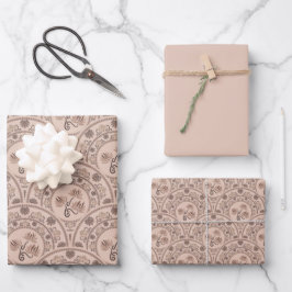 Mocha Rococo Revival Mandala Art Deco Scallop Inpakpapier Vel