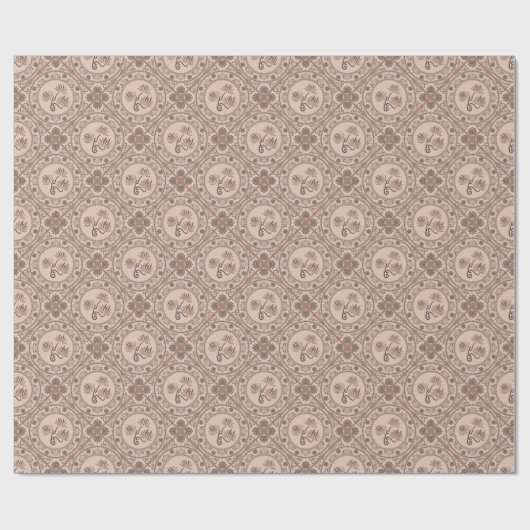 Mocha Rococo Revival Mandala Geo Diamond Tegel Cadeaupapier (Vlak)