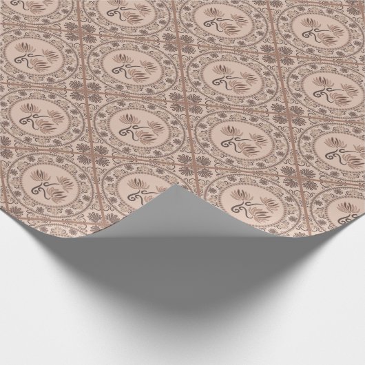 Mocha Rococo Revival Mandala Geo Diamond Tegel Cadeaupapier (Hoek)