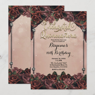 Mocha Roestbruine Rozen Elegante Quinceañera 15e Kaart