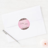 Mocha Roze Bloemen Monogrammed 1.5" Ronde Sticker (Envelop)