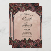 Mocha Rust Brown Rozen Elegant Fall Wedding Kaart (Voorkant / Achterkant)
