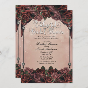 Mocha Rust Brown Rozen Elegant Fall Wedding Kaart