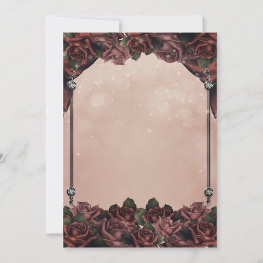 Mocha Rust Brown Rozen Elegant Quinceañera 15th Kaart (Achterkant)