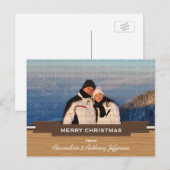 Mocha Rustic Banner Holiday Photo Briefkaart (Voorkant / Achterkant)