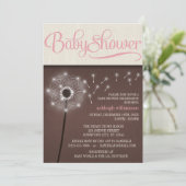 Mocha Rustic Linen Girl Paardenbloem Baby shower Kaart (Staand voorkant)