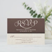 Mocha Rustic Linen RSVP Reageer Kaarten Kaartje (Staand voorkant)