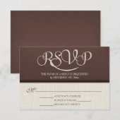 Mocha Rustic Linen RSVP Reageer Kaarten Kaartje (Voorkant / Achterkant)
