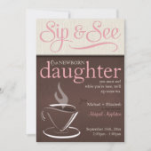 Mocha Rustic New Baby Sip & See Party Invitations Kaart (Voorkant)