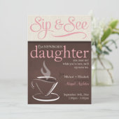 Mocha Rustic New Baby Sip & See Party Invitations Kaart (Staand voorkant)