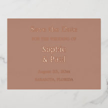 Mocha Save the Date Folie Invitation Briefkaart