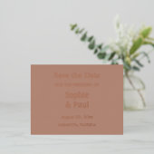 Mocha Save the Date Folie Invitation Briefkaart (Staand Voorkant)