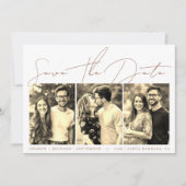 Mocha script kalligrafie 3 sepia fotocollage save the date (Voorkant)
