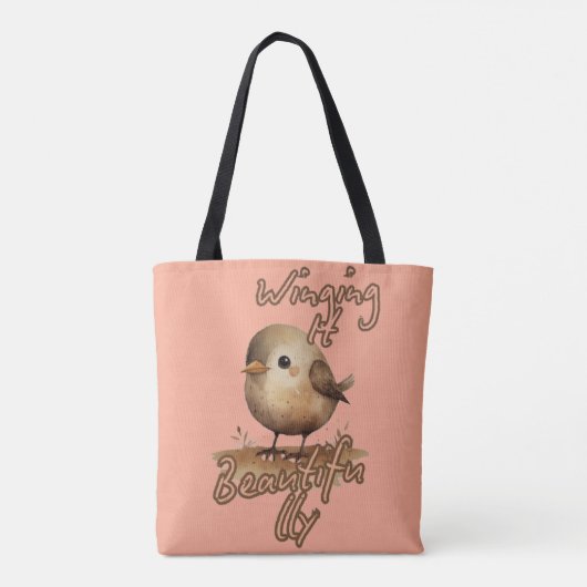 Mocha Short Peaceful Bird Tote Bag (Achterkant)